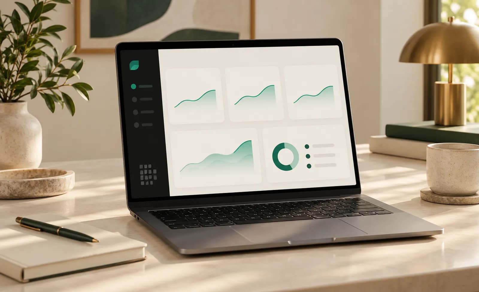 Concept illustration of an analytics view on a laptop